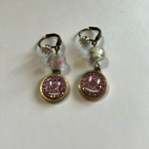Betsy Johnson, rose bead emoji earrings